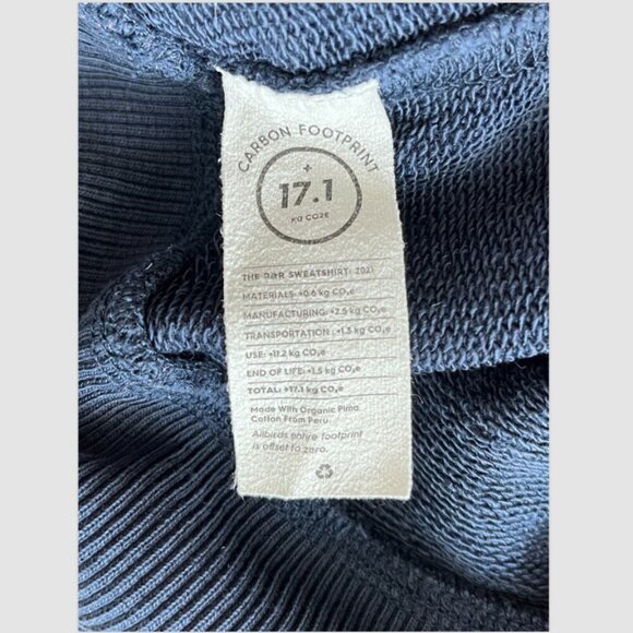 Allbirds R&R Crewneck Sweatshirt Size S Navy Organic Pima Cotton Eco-Friendly - Picture 9 of 9